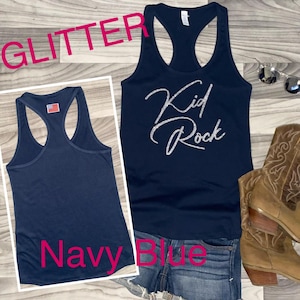 Kid Rock shirt ladies glitter tank top  / Rock the country  / tailgate tank /