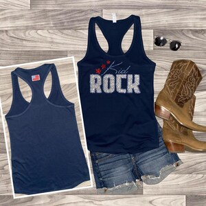 Kid Rock shirt ladies glitter tank top  / Rock the country  / tailgate tank /
