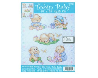 Janlynn Stamped Cross Stitch Kit Baby Quilt BABY DEER Pre Quilted and ...