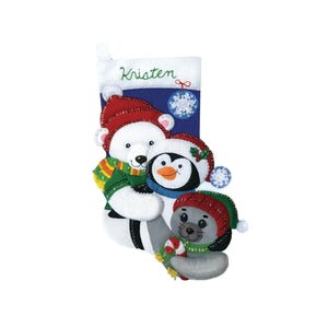 Design Works Felt Applique Christmas Stocking Kit WINTER BUDDIES