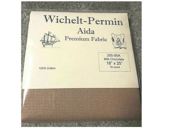 Wichelt-Permin Premium Cross Stitch Aida 16 count MILK CHOCOLATE Brown 18" x 25"