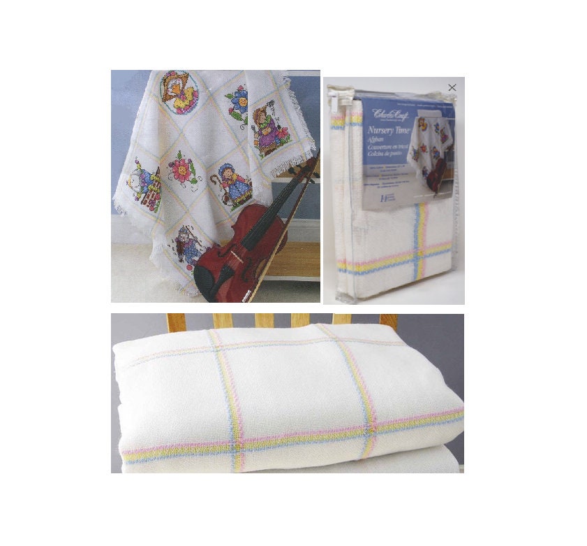 Vintage Cross Stitch Afghan Blanket Kitten Cherry Border Set PDF Instant  Digital Download Baby Blanket Diaper Bag Pillow Baby Shower Gift 