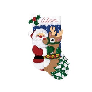 Design Works Felt Applique Christmas Stocking Kit SANTA AND DEER