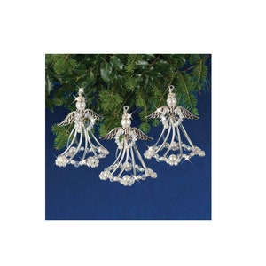 NOSTALGIC CHRISTMAS Beaded Crystal Ornament Kit NC005 Silvery Angels Makes 3