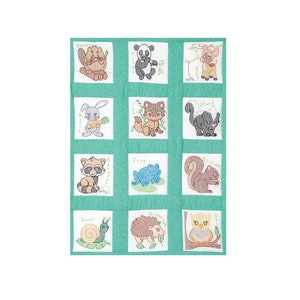 Jack Dempsey Nursery Quilt Blocks 12-teilige gestempelte Kreuzstichstickerei Waldfreunde Tiere 9 &quot;x 9&quot;