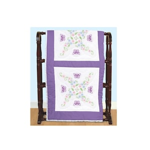 Jack Dempsey Quilt Blocks 6 Pc Stamped Embroidery BUTTERFLIES and Flowers 18&quot; x 18&quot;
