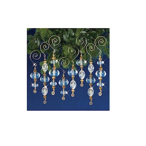 NOSTALGIC CHRISTMAS Premium Beaded Ornament Kit NC001 Icicles Crystal Gold Makes 8