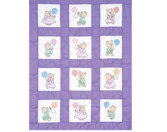 1 Jack Dempsey Girls Stamped Embroidery Nursery Quilt Blocks 1 Jack Dempsey Girls Stamped Embroidery Nursery Quilt Blocks