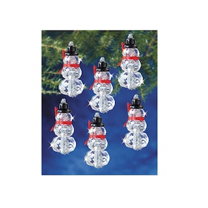 The Beadery Beaded Christmas Ornament Craft Kit 5978 Crystal SNOWMAN Snowmen Makes 12