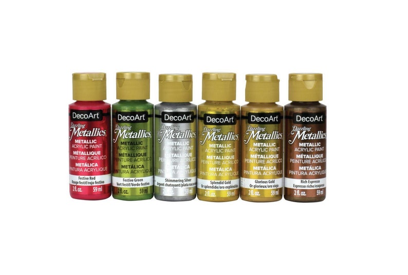 Decoart Dazzling Metallic 6 Pc Acrylic Paint Set 2 Oz Bottles Etsy