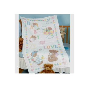 JACK DEMPSEY Nadelkunst Krippe Quilt Top Stickerei und Kreuzstich BABY Liebe