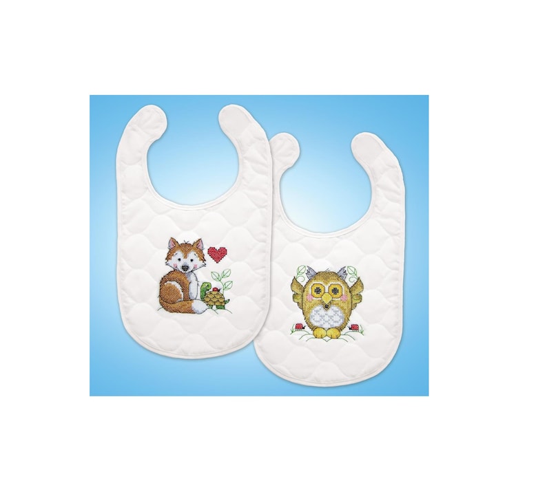 Tobin Stamped Cross Stitch Baby Bibs Kit BABY'S FOREST Pre Etsy