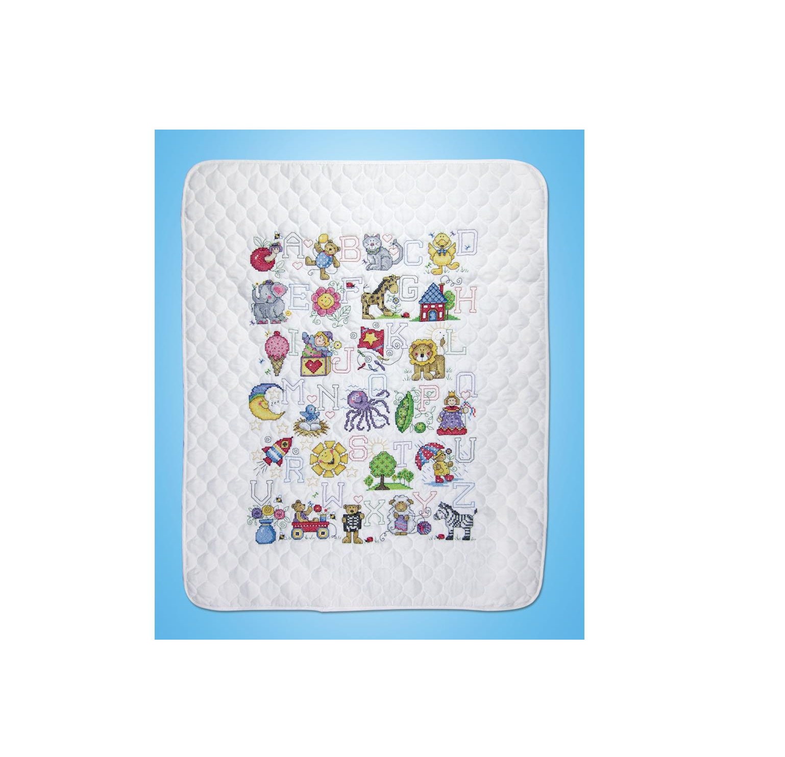 Alphabet Baby Quilt Kit - Bucilla Stamped Cross Stitch Kits at Weekend Kits