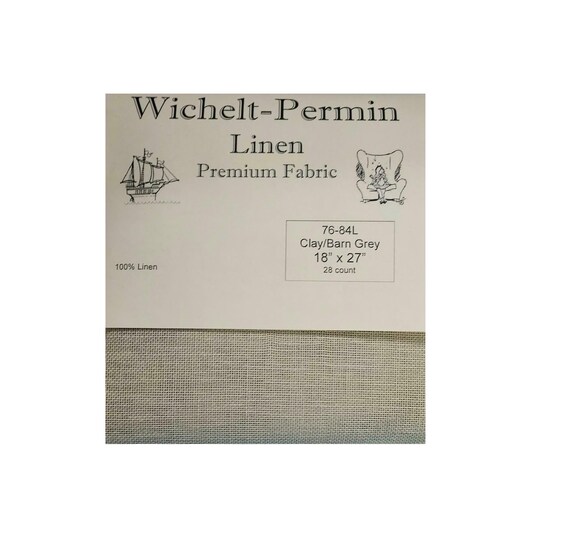 Wichelt-Permin Premium Linen Cross Stitch Fabric 18 x 27 Clay BARN Grey 32 Count 