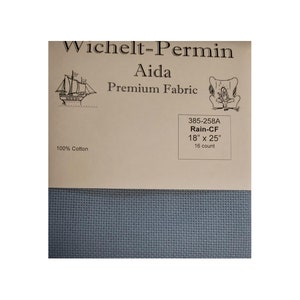 Wichelt-Permin Premium Cross Stitch Aida 16 count RAIN Blue Grey 18&quot; x 25&quot;