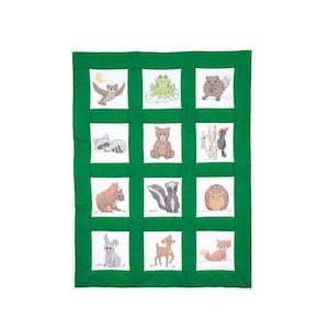Jack Dempsey Nursery Quilt Blocks 12-teilige gestempelte Kreuzstich-Stickerei WOODLAND TIERE 9 &quot;x 9&quot;
