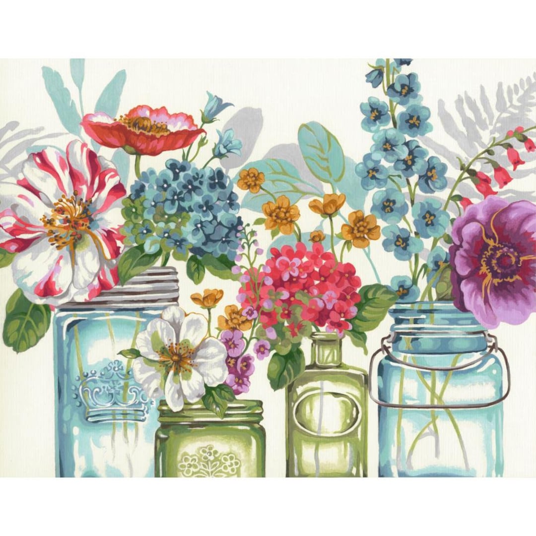 PAINTWORKS Dimensions Paint by Number Kit RAINBOW FLOWERS 14 X 11