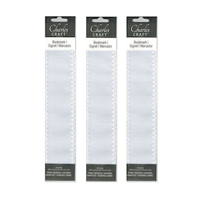 Charles Craft Blank Bookmark for Cross Stitch White 14 ct Lot of 3 Free Design