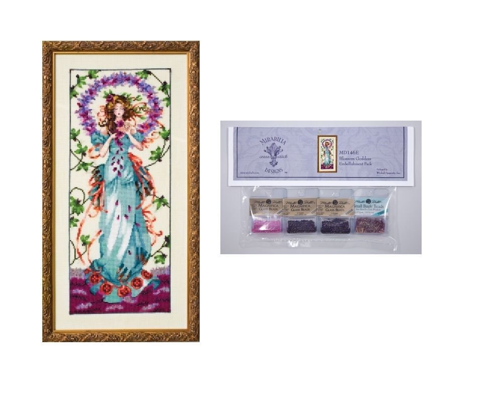MIRABILIA Cross Stitch PATTERN & EMBELLISHMENT Pack Blossom Goddess MD146
