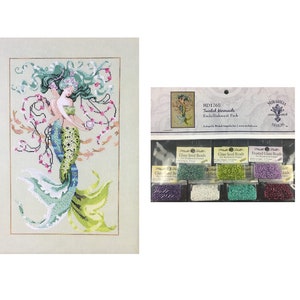 MIRABILIA Cross Stitch PATTERN & EMBELLISHMENT Pack Twisted Mermaids MD176