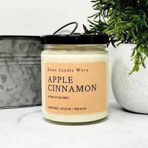 Apple Cinnamon Candle - Soy Wax Candle - Holiday Candle - Birthday Gift - Hostess Gift - Scented Candle - Christmas Candle - Fall Candle