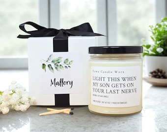 Funny Daughter In Law Candle, Gift for Daughter in Law, Custom Birthday Gift, Future Daughter In Law Light When My Son Is On Your Last Nerve