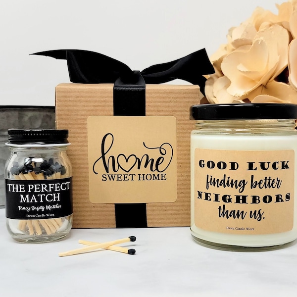 Gift for Neighbor Moving Away - Neighbor Leaving Gift - Soy Candle - Personalized Gift - Good Luck Gift for Neighbor - Best Neighbors