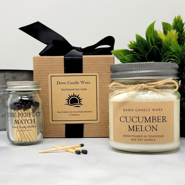 Clearance Sale - Cucumber Melon Candle - 8oz Soy Wax Candle - Mason Jar Candle - Relaxing Candle - Spring Candle - Farmhouse Decor