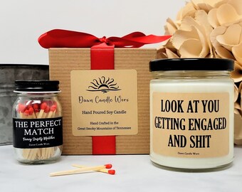 Engagement Gift for Her - Gift for Couple -Soy Candle - Bridal Shower Gift - Bride Gift - Engagement Party Gift - Look at you gettin Engaged