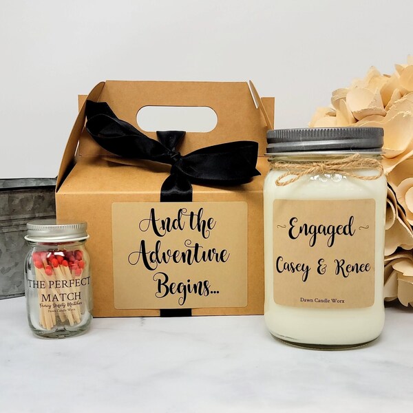 Personalized Engagement Gift for Couple - Couple Shower - Engagement Candle - Bride Gift - Bridal Shower Gift - Gift Set - Gift Box