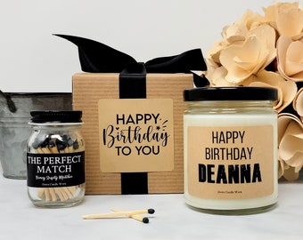 Personalized Birthday Gift  - Birthday Gift Box - Soy Candle - Gift for Him - Birthday Gift Coworker - Birthday Candle - Gift for Boss