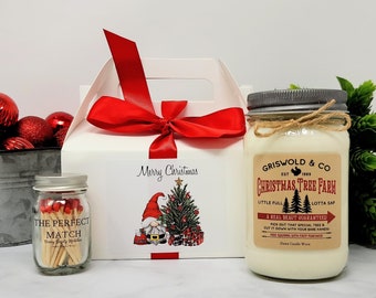 Christmas Candle Gift Set - Christmas Gift for Neighbor - Griswold's Christmas - Gift for Coworker- Gift for Best Friend - Gnome Christmas