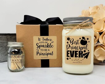 School Principal Gift - Gift for Principal - Principal Candle - Mentor Gift - Thank you Gift - Assistant Principal Gift - Candle Gift Set