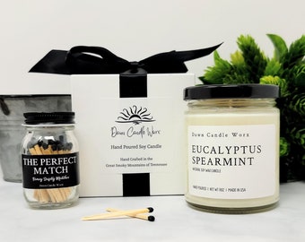 Eucalyptus Spearmint Candle - Soy Candle Handmade - Mason Jar Candle - Natural Candle - Aromatherapy Candle - Housewarming Gift