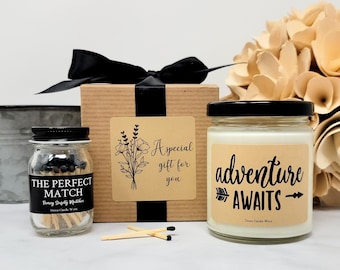 Job Promotion Gift - Soy Candle - Adventure Awaits Candle - Engagement Gift for Couple - Wedding Gift - New Job Gift - Graduation Gift