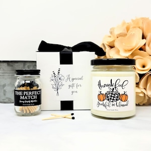 Fall Candle - Pumpkin Candle - Thankful Grateful Blessed - Thanksgiving Decor - Farmhouse Candle - Thank You Gift