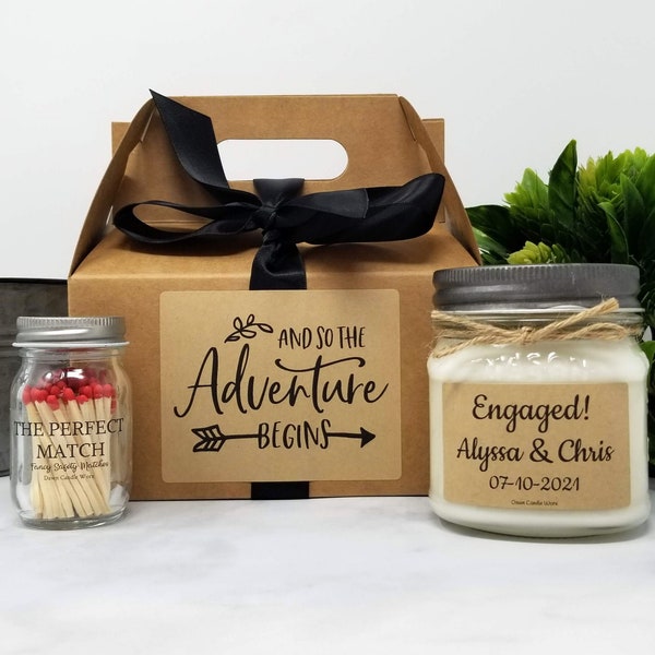 Personalized Engagement Gift for Couple - Wedding Candle - Engagement Candle - Bride Gift Box - Bridal Shower Gift - Custom Gift Set