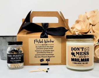 Gift for Mailman - Gift for Postal Worker - Soy Candle Gift Set - Gift for Delivery Driver - Christmas Gift for Mailman - Personalized Gift