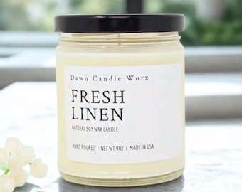 Fresh Linen Soy Candle - Housewarming Gift - Fresh Laundry Room Candle - Clean Scent
