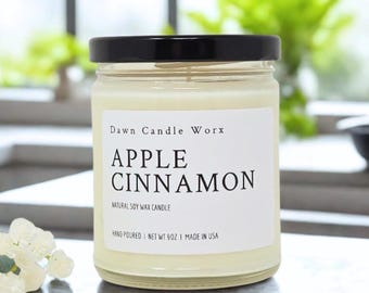 Apple Cinnamon Soy Candle, Christmas Candle Holiday Scent, Holiday Candle, Fall Candle