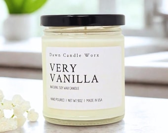 Very Vanilla Candle - Scented Soy Candle - Natural Vegan Candle - Housewarming Gift - Hand Poured Candle