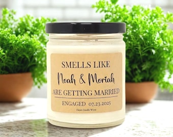 Personalized Engagement Gift for Couple, Engagement Party, Bride to be, Smells Like You're Getting Married, Custom Wedding Candle Favors