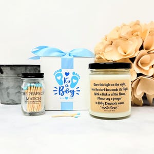 Baby Shower Game Prizes, Hostess Thank You Candle, Personalized Baby Shower Favors image 1