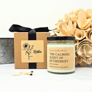 Retirement Gift Candle, Calming Scent of Retirement, Leaving Job Gift, Retirement Gift for Women, Retiree Gift, Retirement Gift for Men image 5