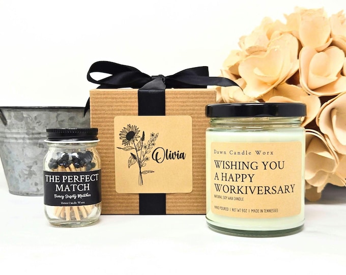 Work Anniversary Gift, Company Anniversary, Personalized Workiversary Candle, Company Milestone Gift, Employee Anniversary Gift,