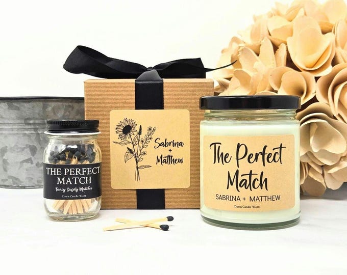The Perfect Match Engagement Wedding Candle - Gift for Couple - Bride Gift - Bridal Shower Gift - Anniversary Gift