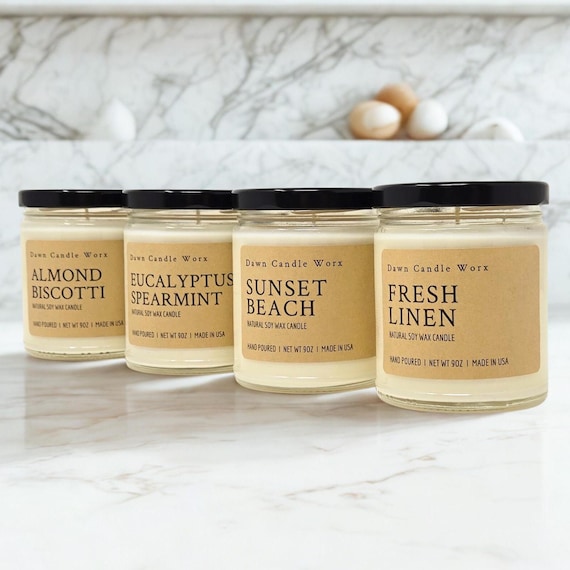 Natural Soy Wax Candle - Housewarming Gift -  Non Toxic Dye Free Candles - Winter Christmas Fall Candles - Relaxing Scented Candle
