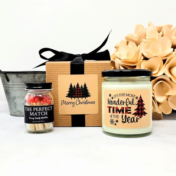 Christmas Candles - Christmas Gift Set for Employees - Gift for Neighbors - Gift for Boss - Holiday Candle - Coworker Gift - Teacher Gift