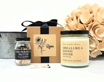 Smells Like A Badass Golfer Candle, Gift for Golfer, Custom Unique Golf Gift for Women, Gift for Men