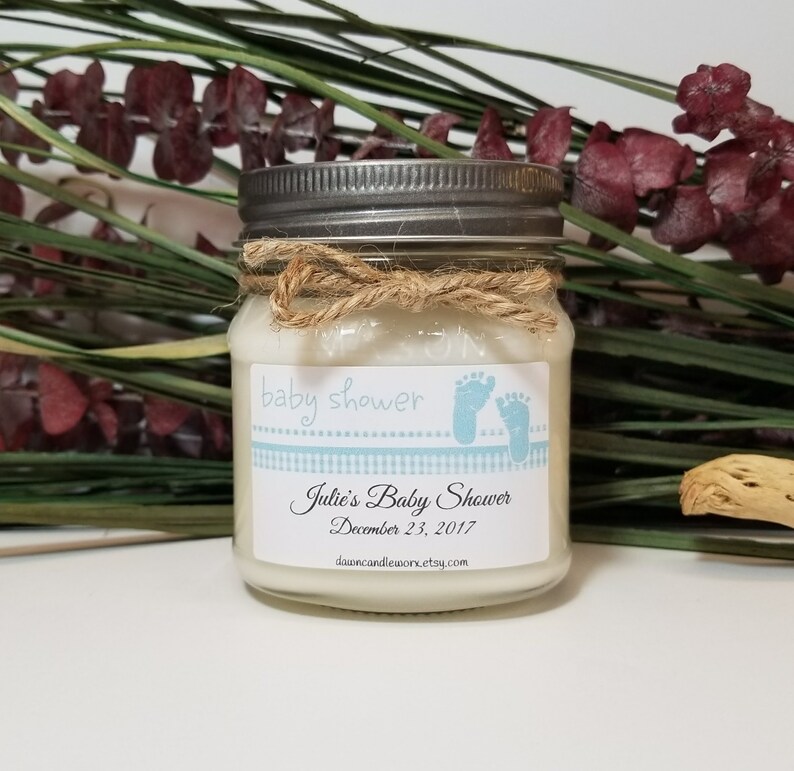 8oz Baby Boy Shower Candles Baby Shower Favors Mason Jar Etsy